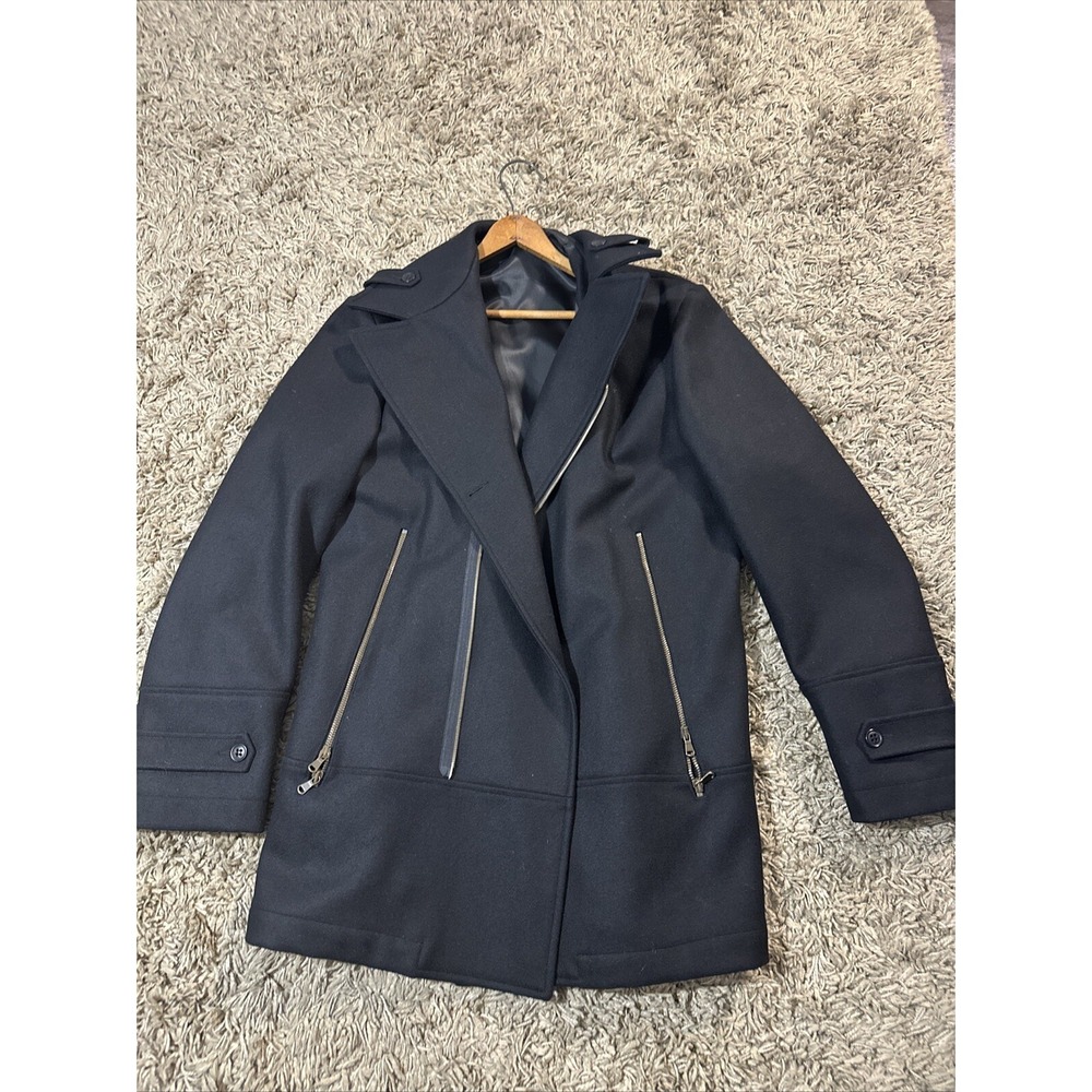Emporium Viri Men's Asymmetrical Moto Coat Jacket Size 50 Black Vintage